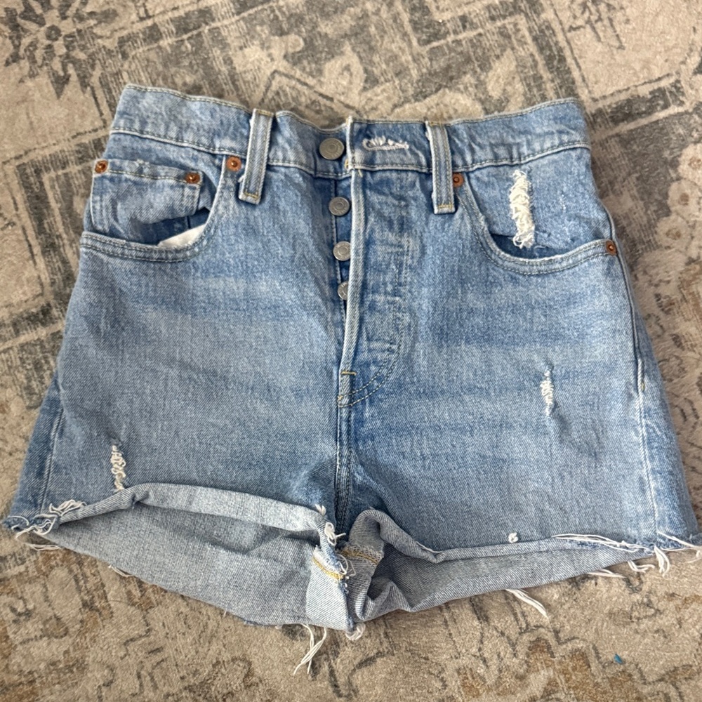 Levi's Light Blue Distressed Jean Shorts